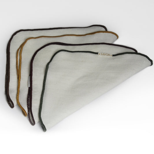 Cotton Cloth Table Napkin White 18x18 inch with Colored Border Trim Set of 8 Gold Green Brown Coffee