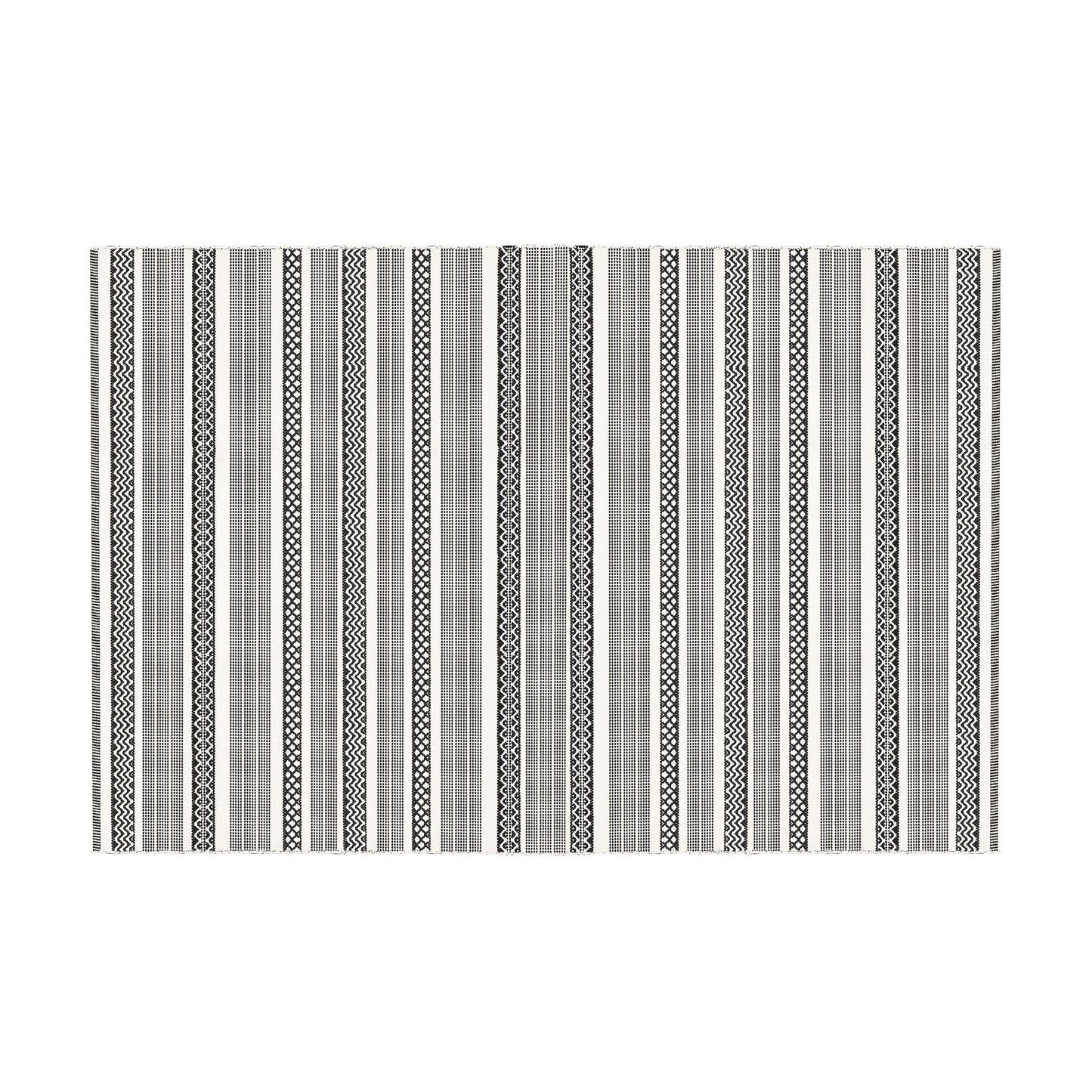 Cotton Area Rug Woven Black White Geometric Boho 1164