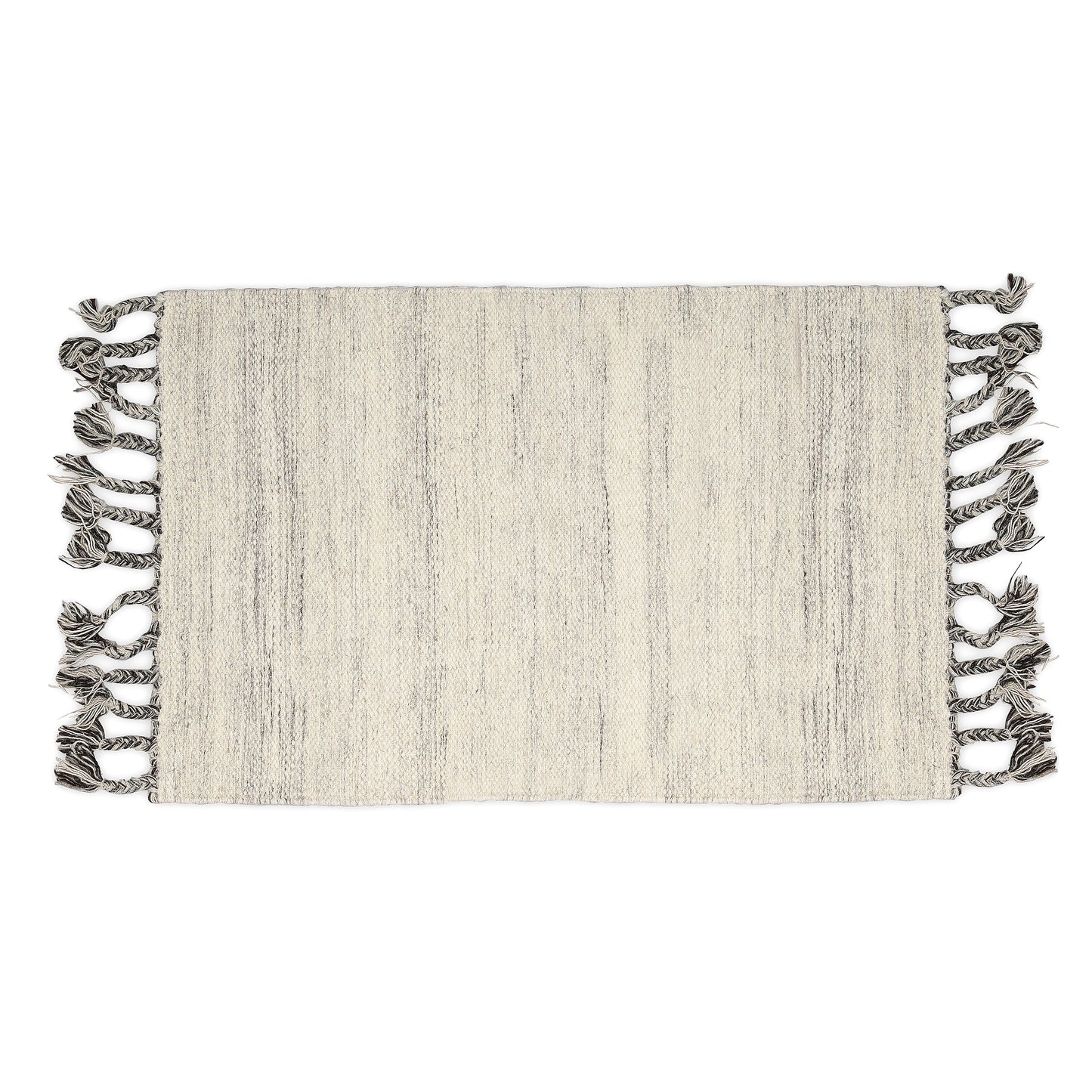 Hand Woven Wool Area Rug Woven White With Gray Shades 1224
