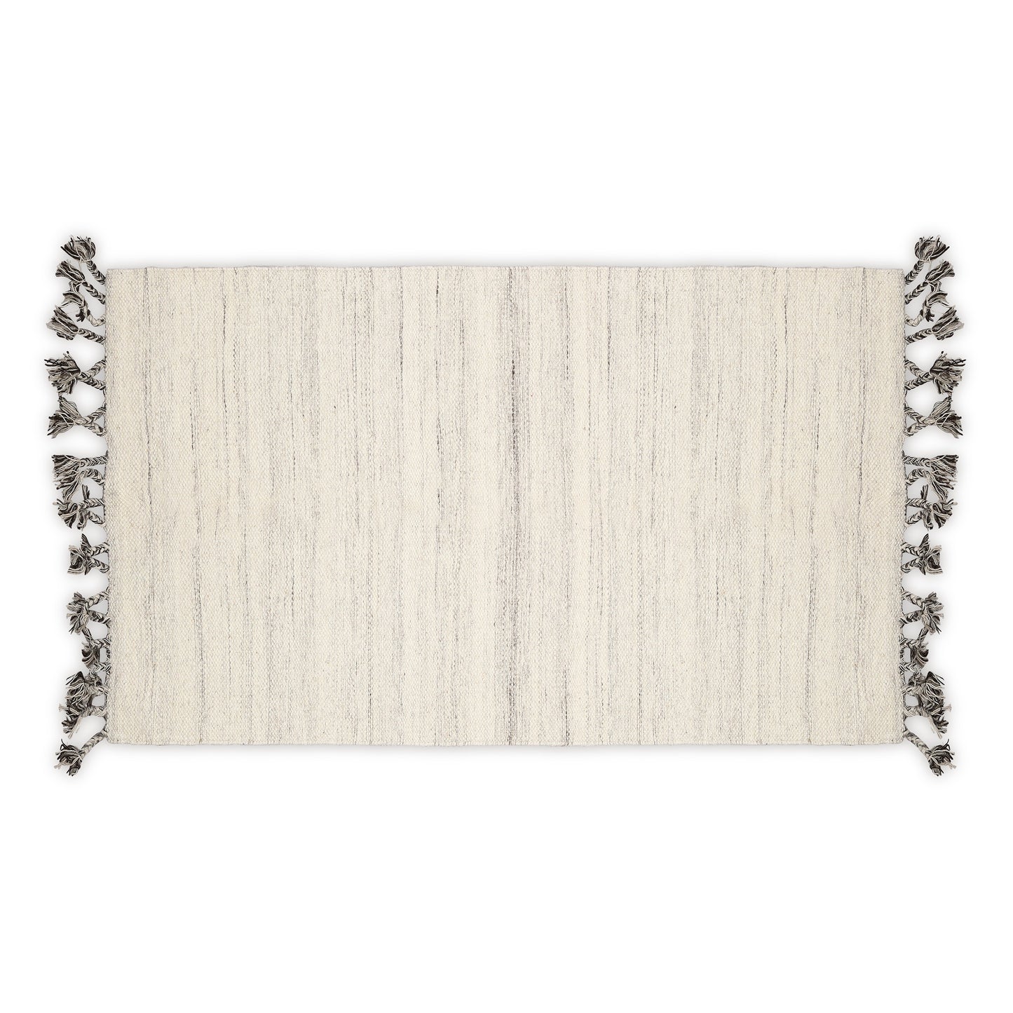 Hand Woven Wool Area Rug Woven White With Gray Shades 1224