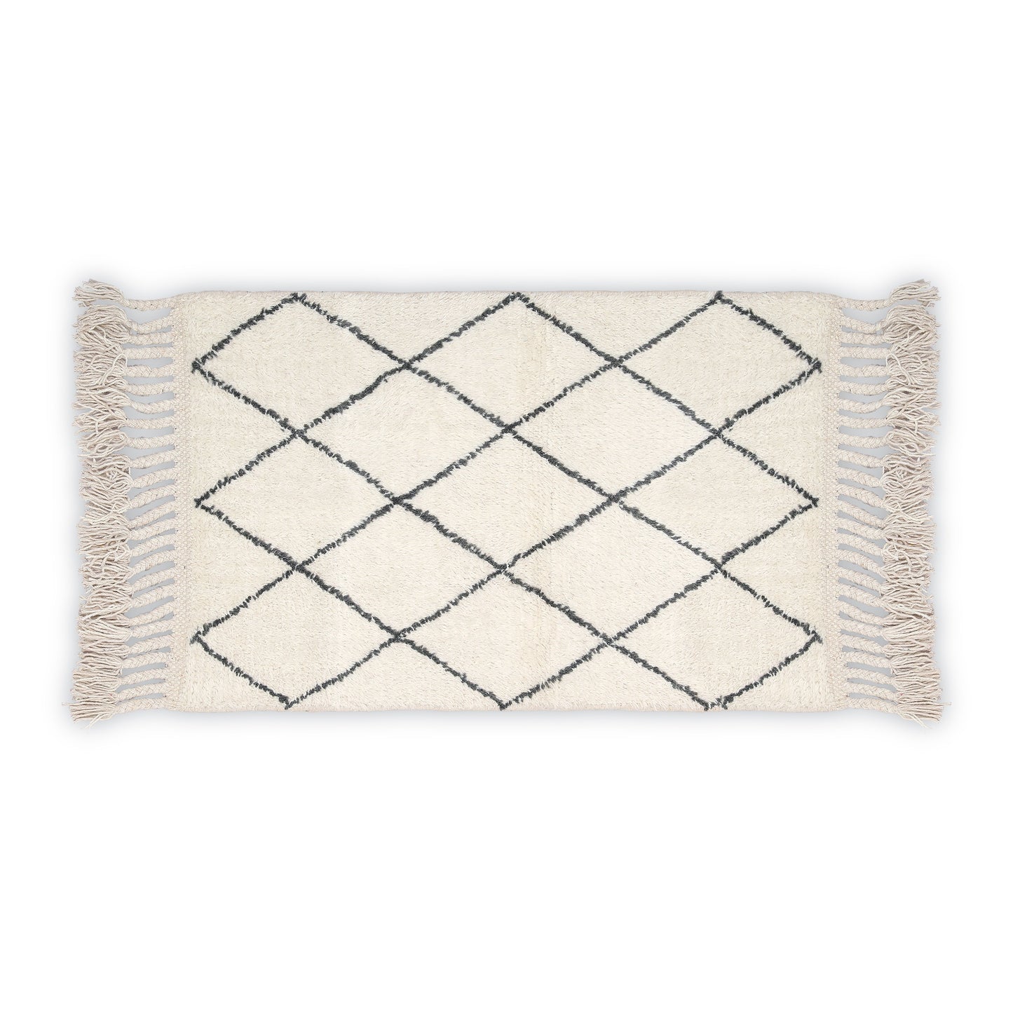 Hand Woven Wool Area Rug  Woven Harlequin White Black 1228