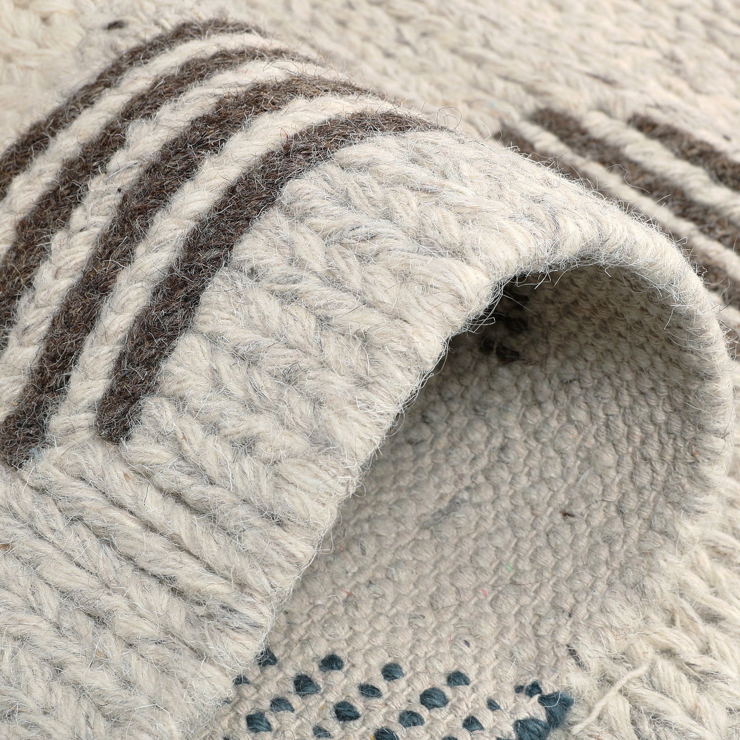 Hand Wool Area Rug Woven Geometric Modern Abstract 1220