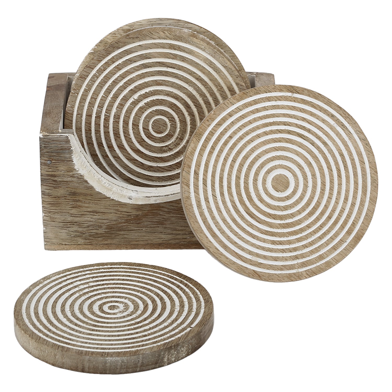 WOODEN COASTER SET WITH STAND