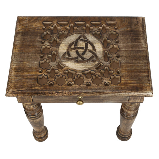 Solid Wood Side end Table Square Geometric Art Deco