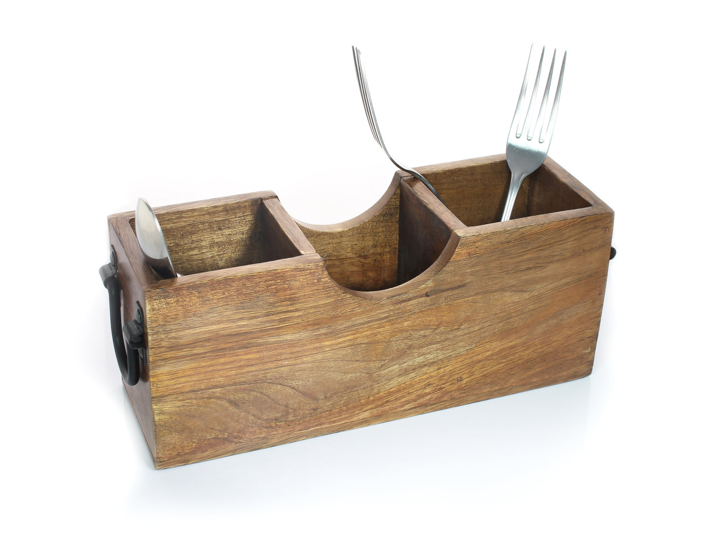 White Silverware Holder Caddy Wood (3 compartments)