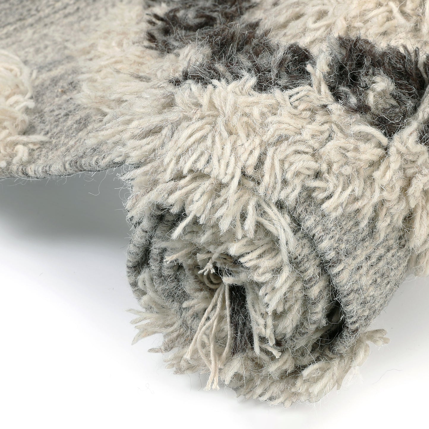 Hand Woven Wool Area Rug Woven Gray Argyle Boho Chic 1212