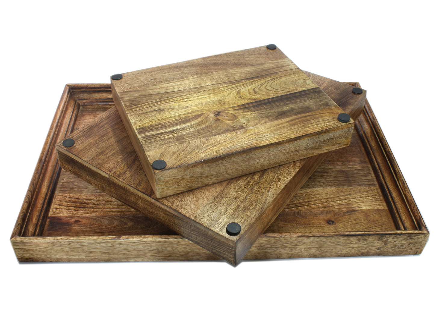 Extra Large Serving Tray Wooden Tea Coffee Breakfast 24 x 17 inches set of 3