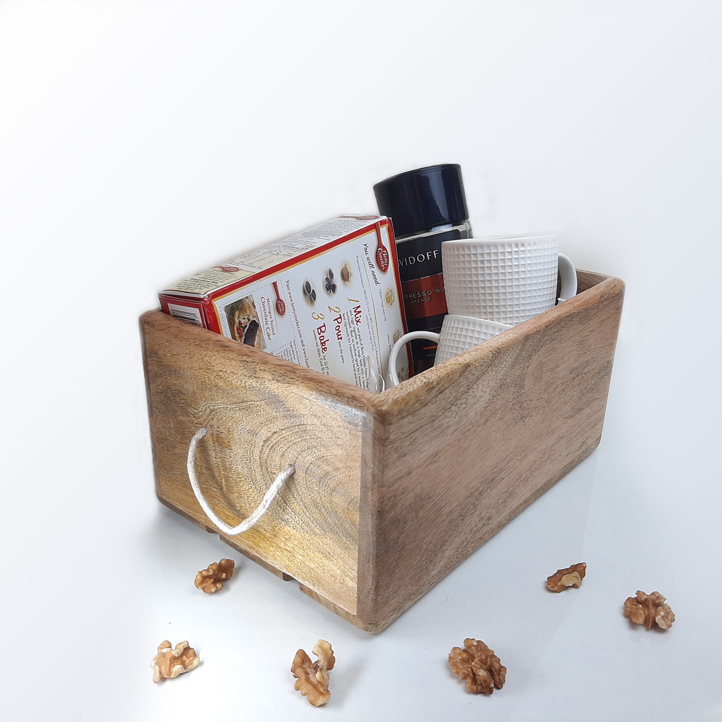 Storage Bin Container Box Wood Kitchen Bathroom Organizer Wooden Holder Rustic