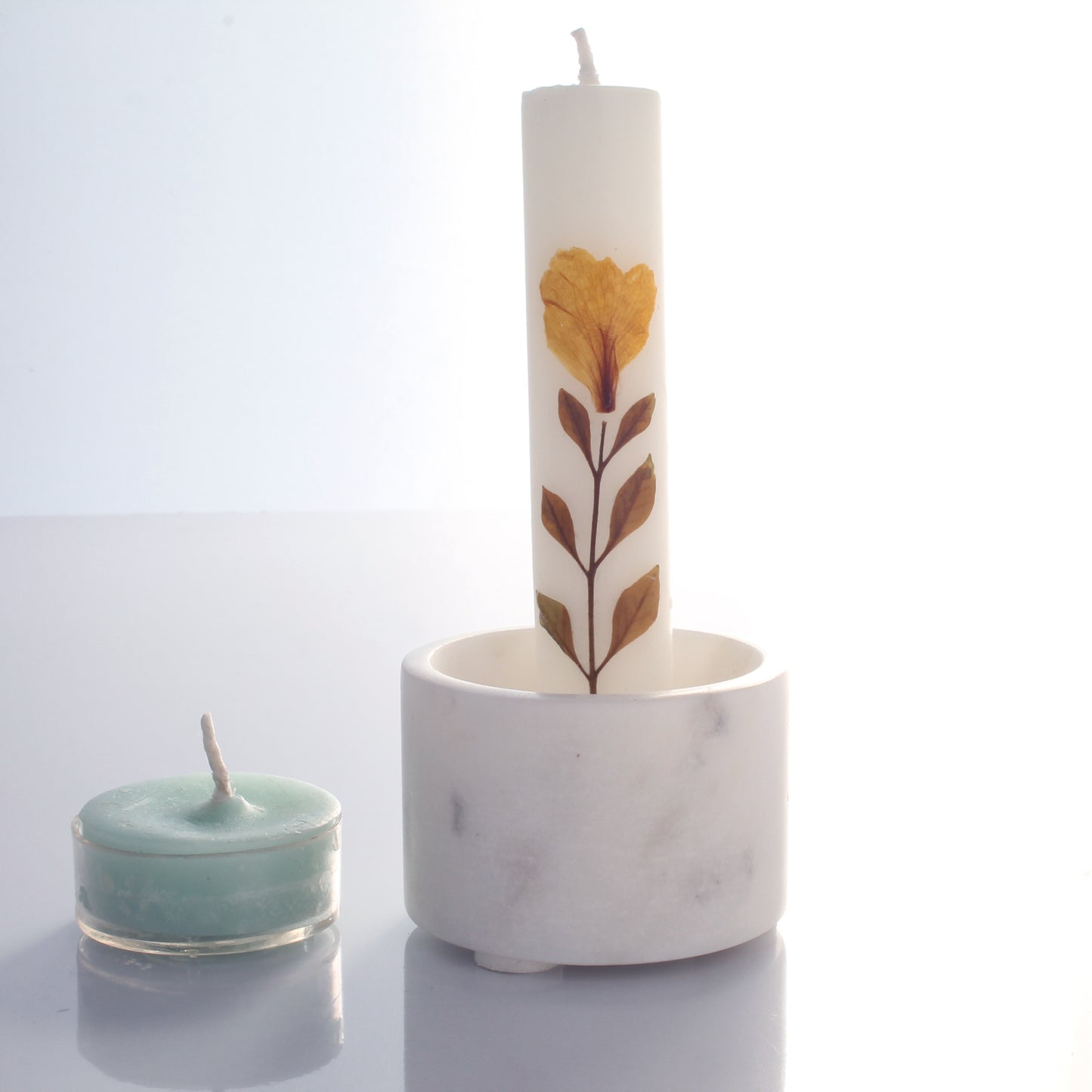 SAVON Marble Incense Stick Holder Burner Candle Stand Round Stone White Modern Minimalist Geometric Art Deco