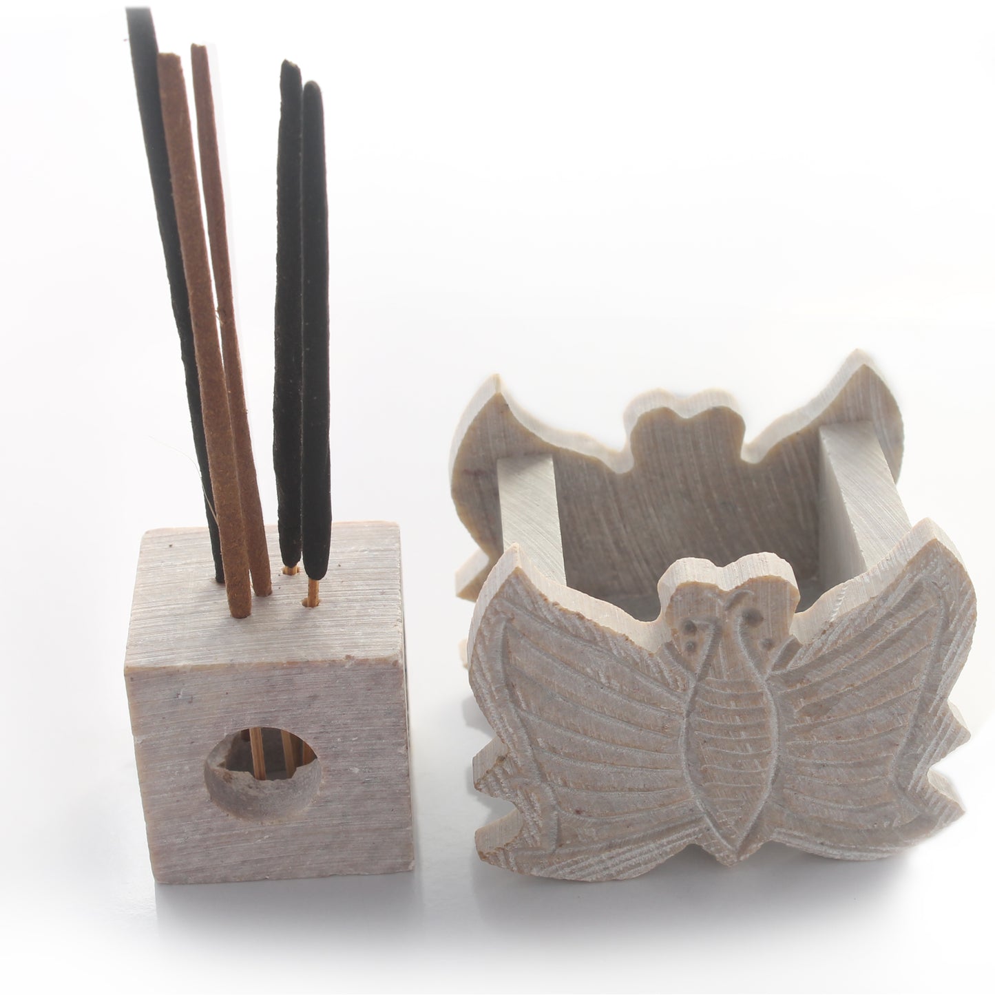 SAVON Stone Incense Holder for Stick Cones Frankincense Palo Santo Butterfly