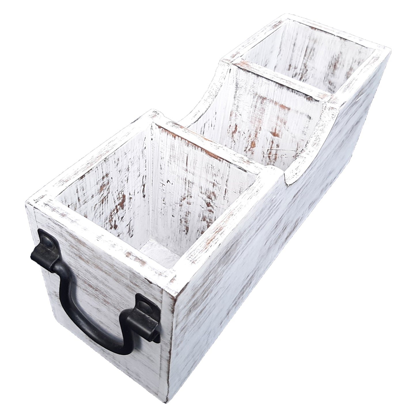 White Silverware Holder Caddy Wood (3 compartments)