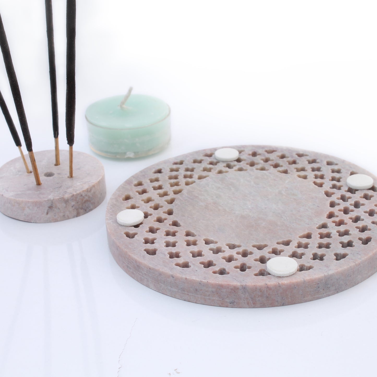 SAVON Round tealight Holder candlestand Incense Stick Burner Decorative Centerpiece Votive Plastic Free