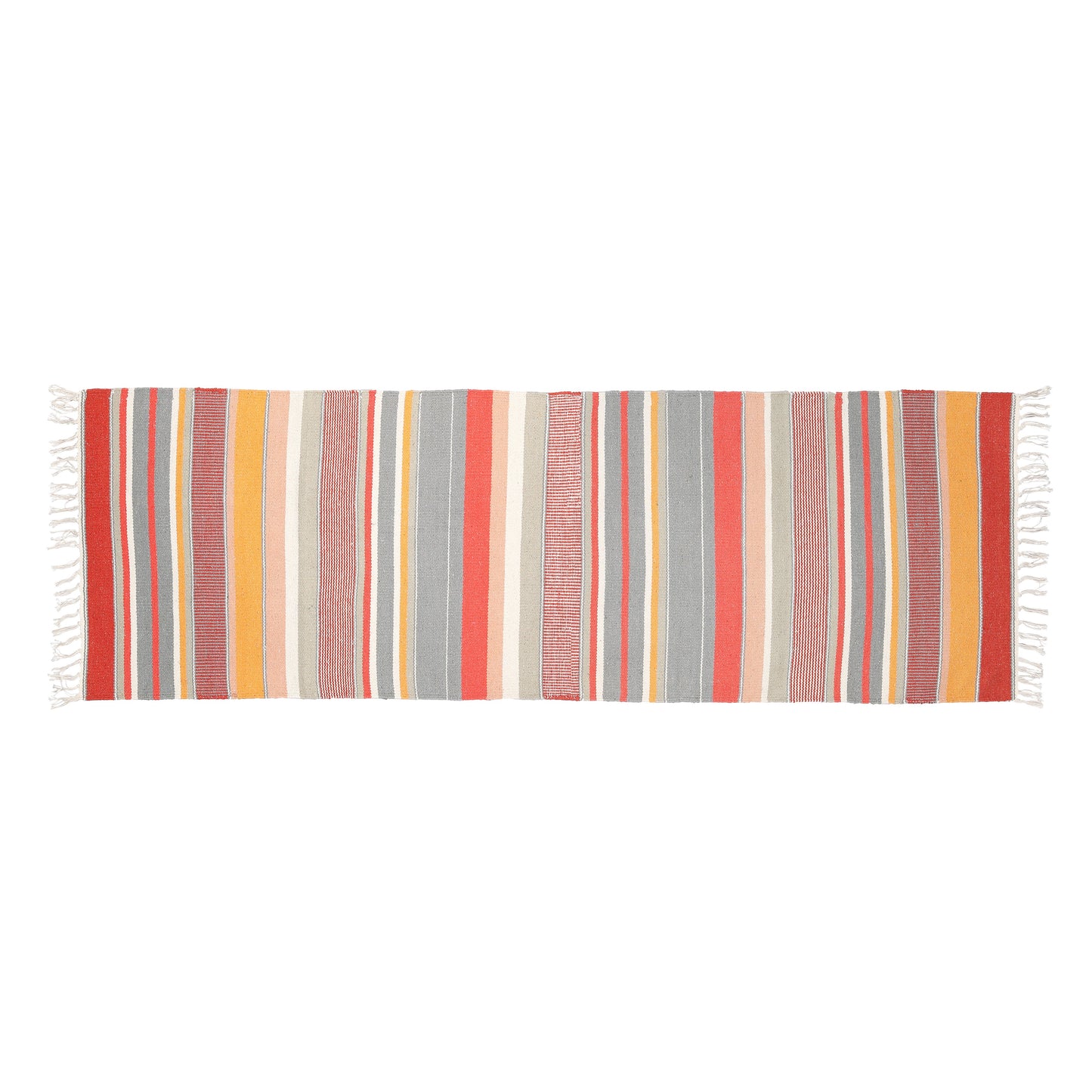 Cotton Flatweave Area Rug Woven Multi Color Stripes 1172
