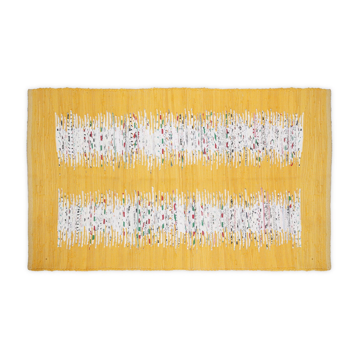 Cotton Flatweave Area Rug  Woven Mustard Ikat Boho 1176