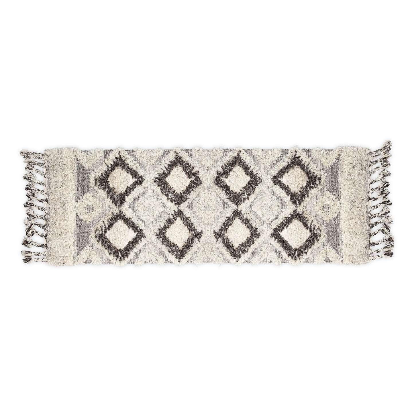 Hand Woven Wool Area Rug Woven Gray Argyle Boho Chic 1212