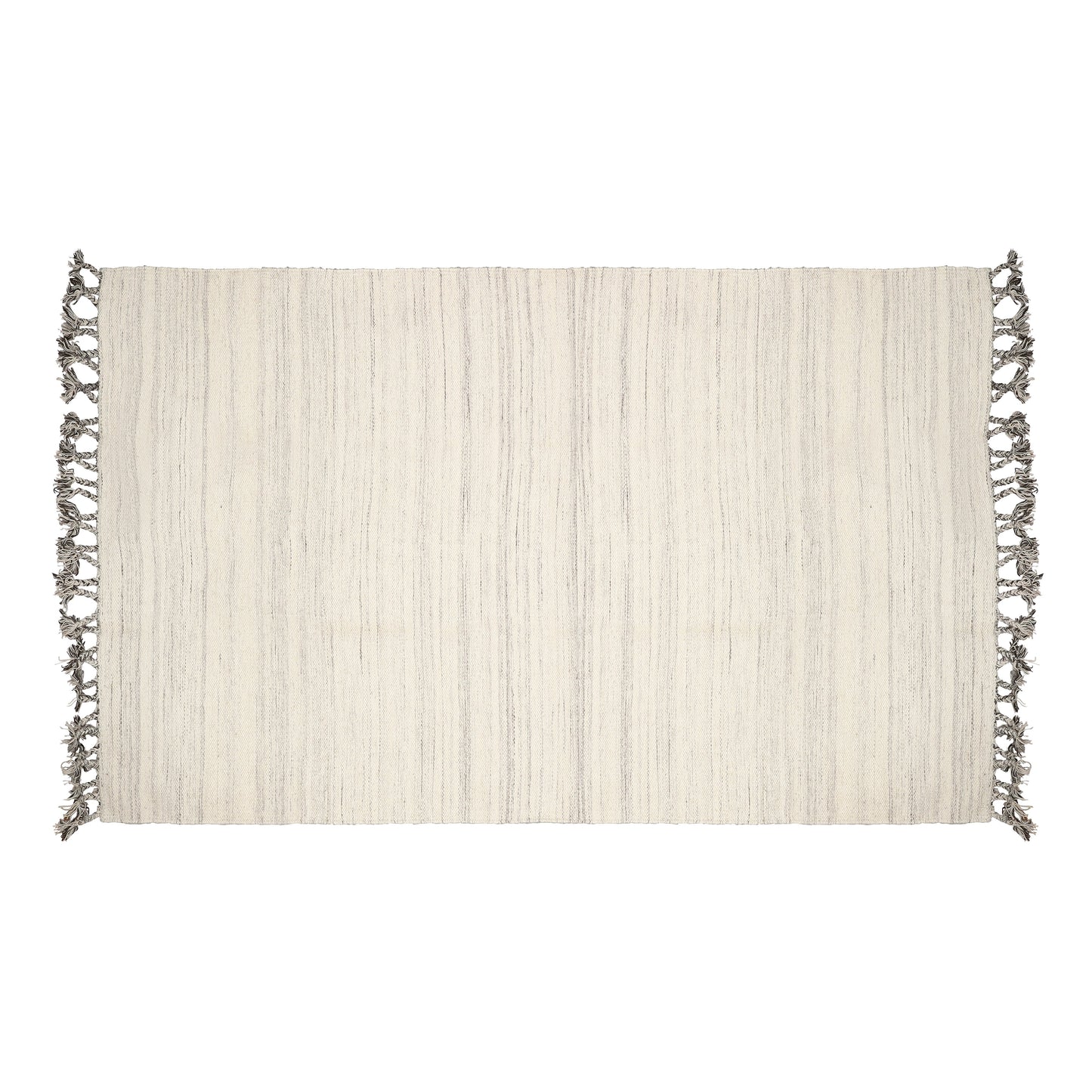 Hand Woven Wool Area Rug Woven White With Gray Shades 1224