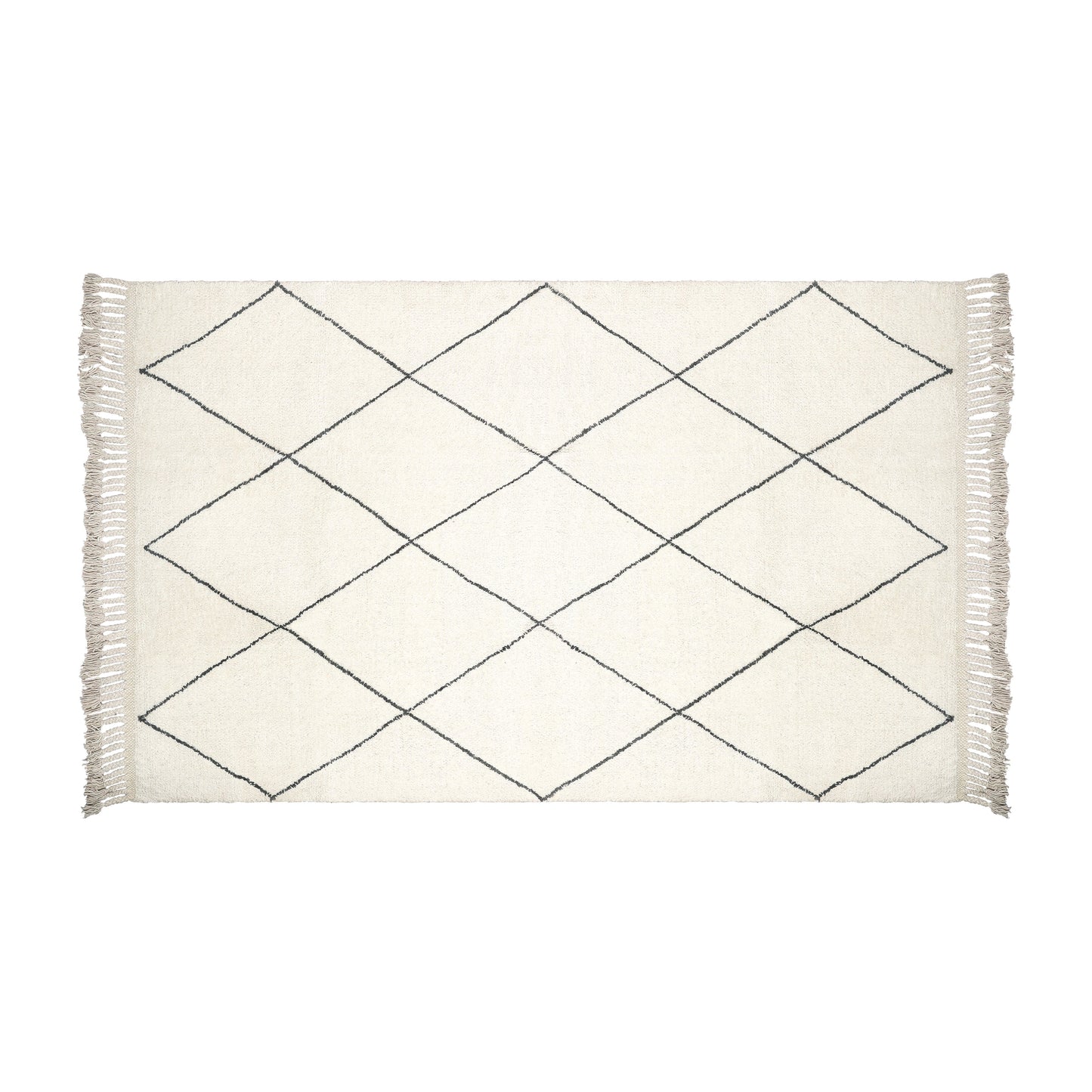 Hand Woven Wool Area Rug  Woven Harlequin White Black 1228