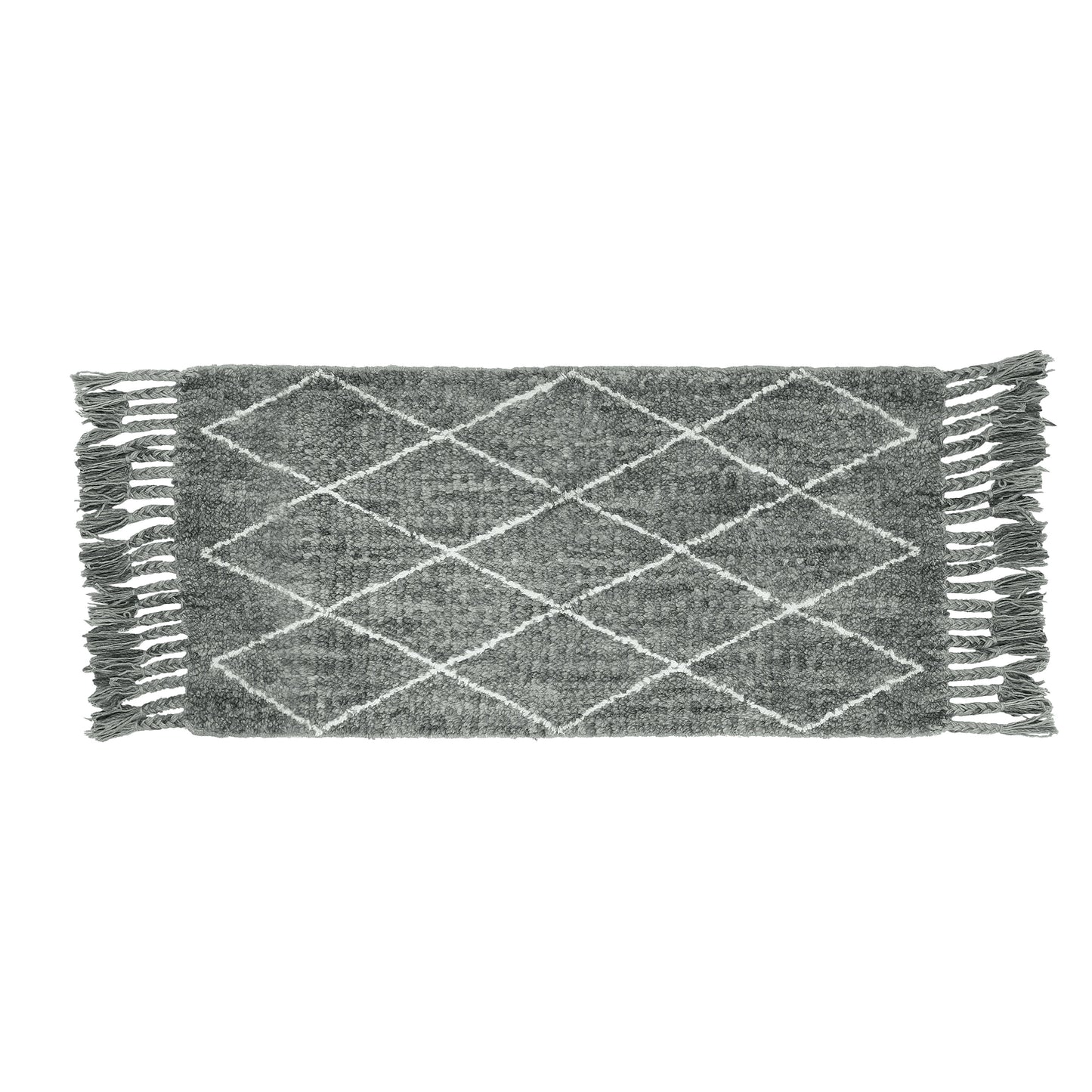 Hand Woven Wool Area Rug Harlequin Gray White 1236