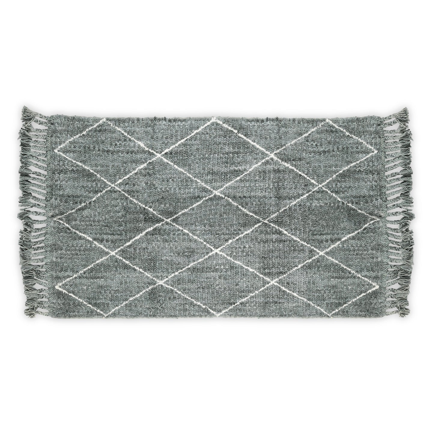 Hand Woven Wool Area Rug Harlequin Gray White 1236