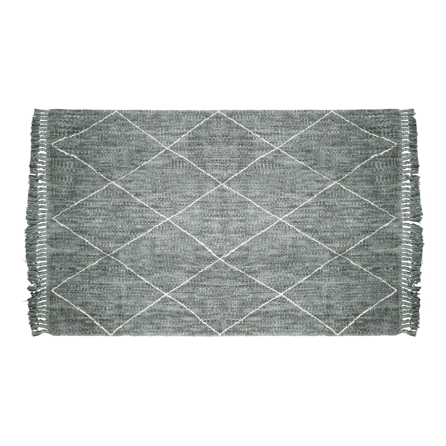 Hand Woven Wool Area Rug Harlequin Gray White 1236