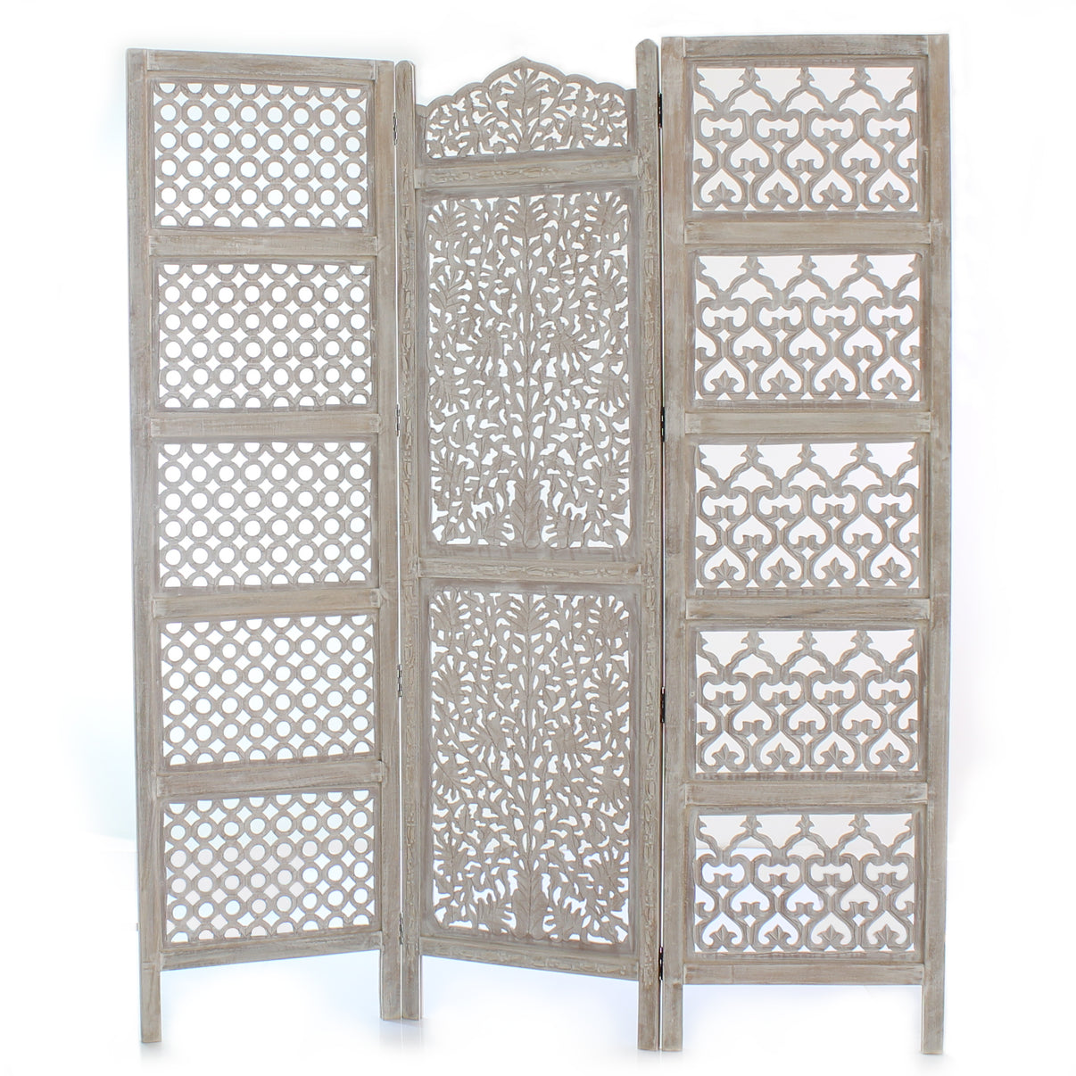 Wooden Room Divider Partition 3 Panels Foldable 6 x 5 Feet – savonusa