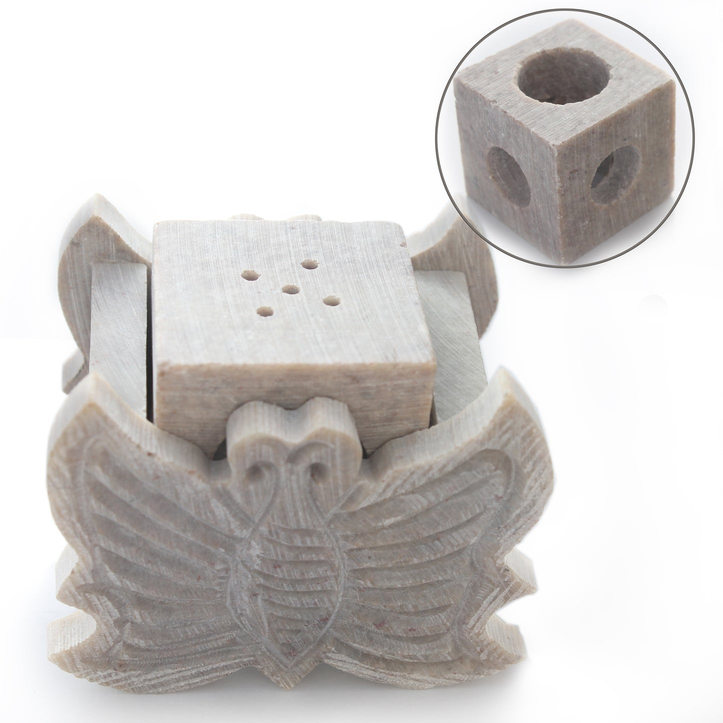 SAVON Stone Incense Holder for Stick Cones Frankincense Palo Santo Butterfly