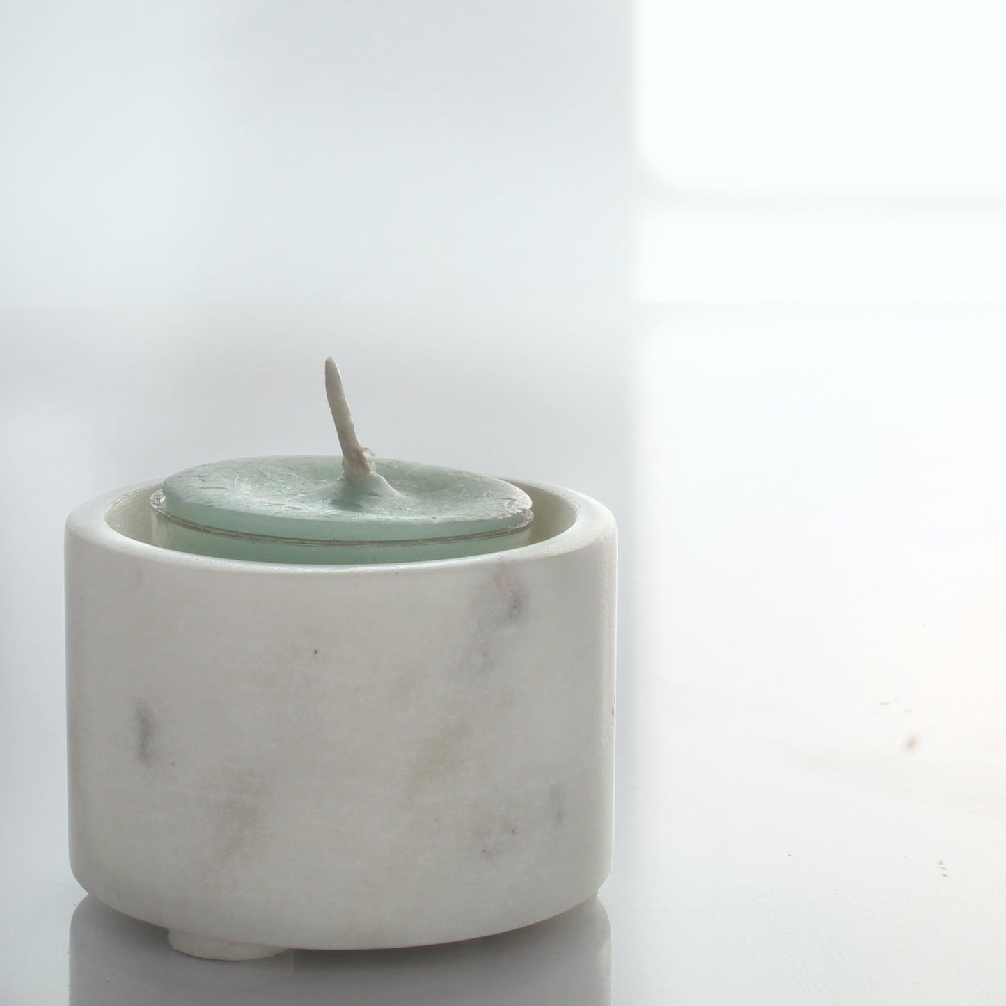 SAVON Marble Incense Stick Holder Burner Candle Stand Round Stone White Modern Minimalist Geometric Art Deco