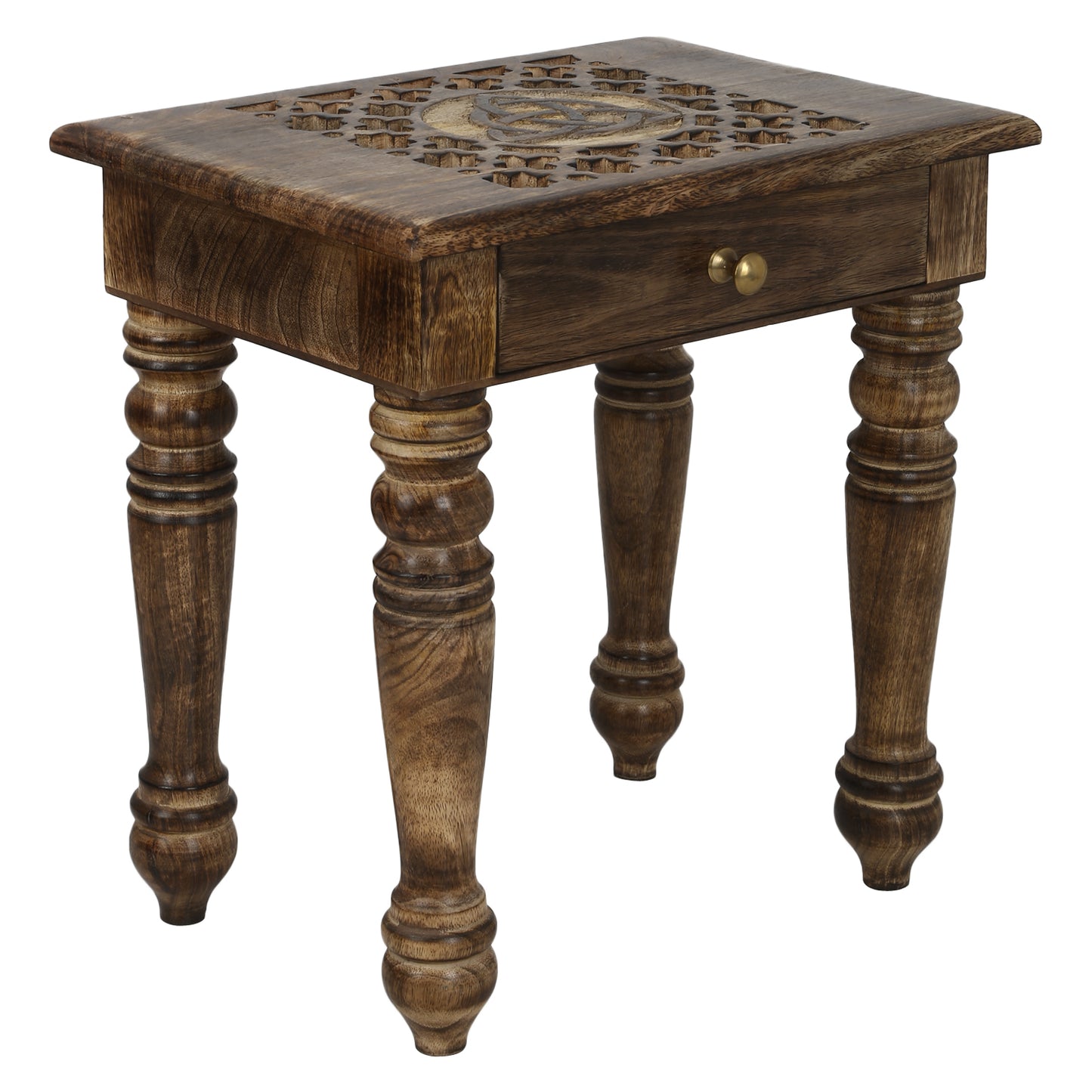 Solid Wood Side end Table Square Geometric Art Deco