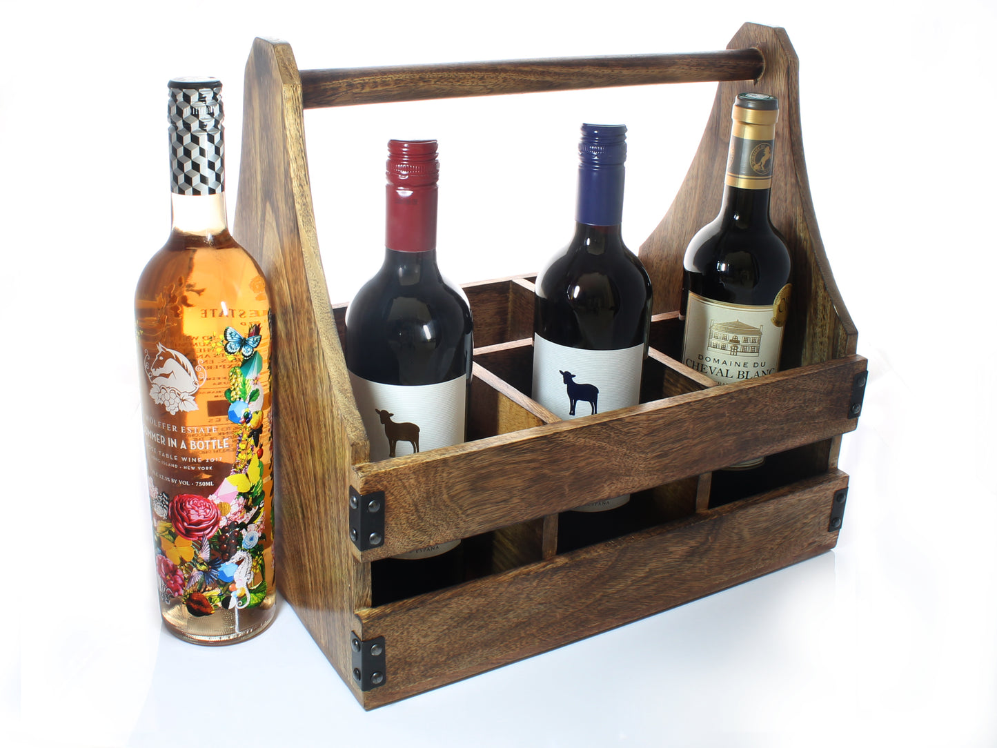 SAVON Bottle Caddy Wine holder Beer Carrier 6 compartments 14 inch sauces condiments