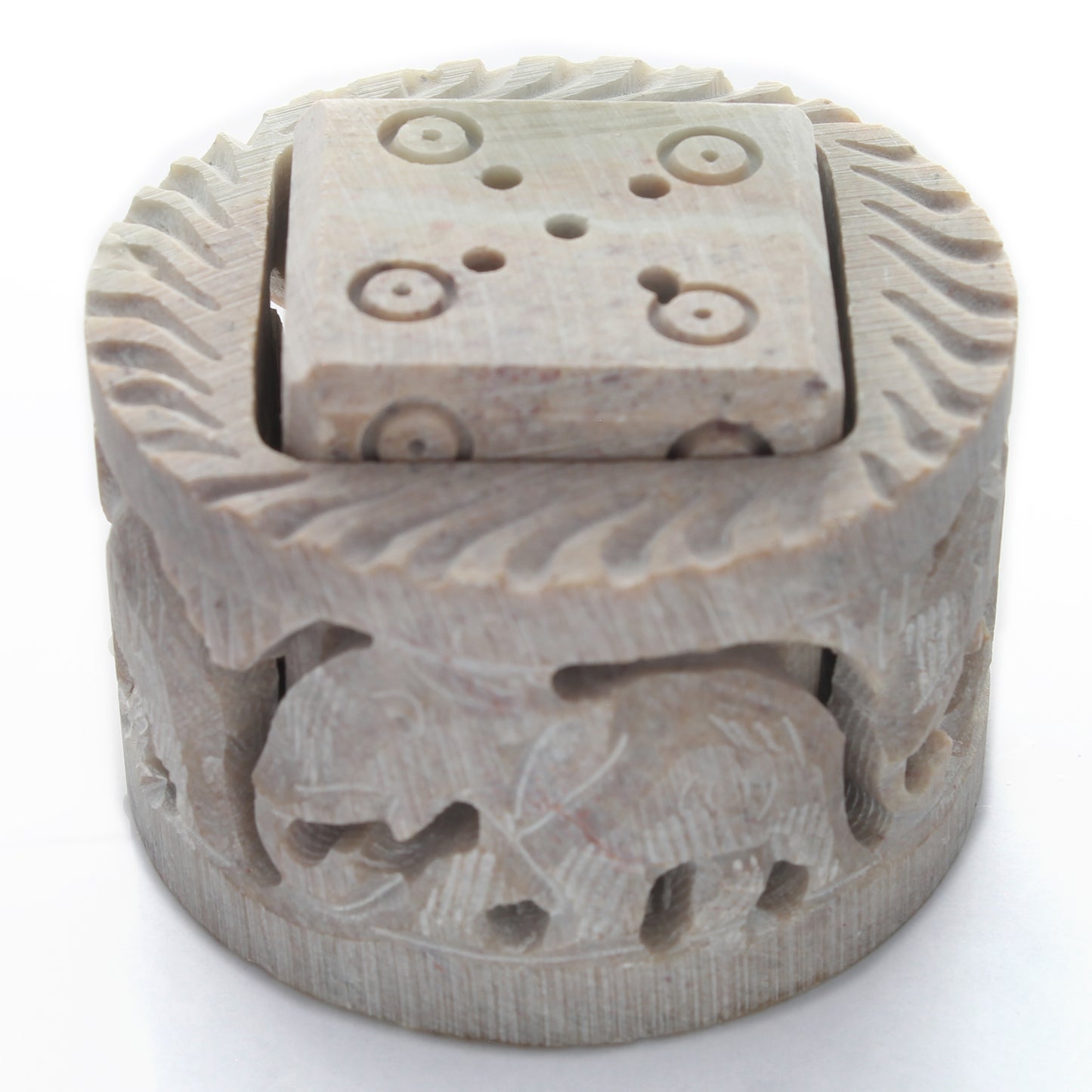 SAVON Stone Incense Holder for Stick Cones Frankincense Palo Santo Round Elephant( brown)